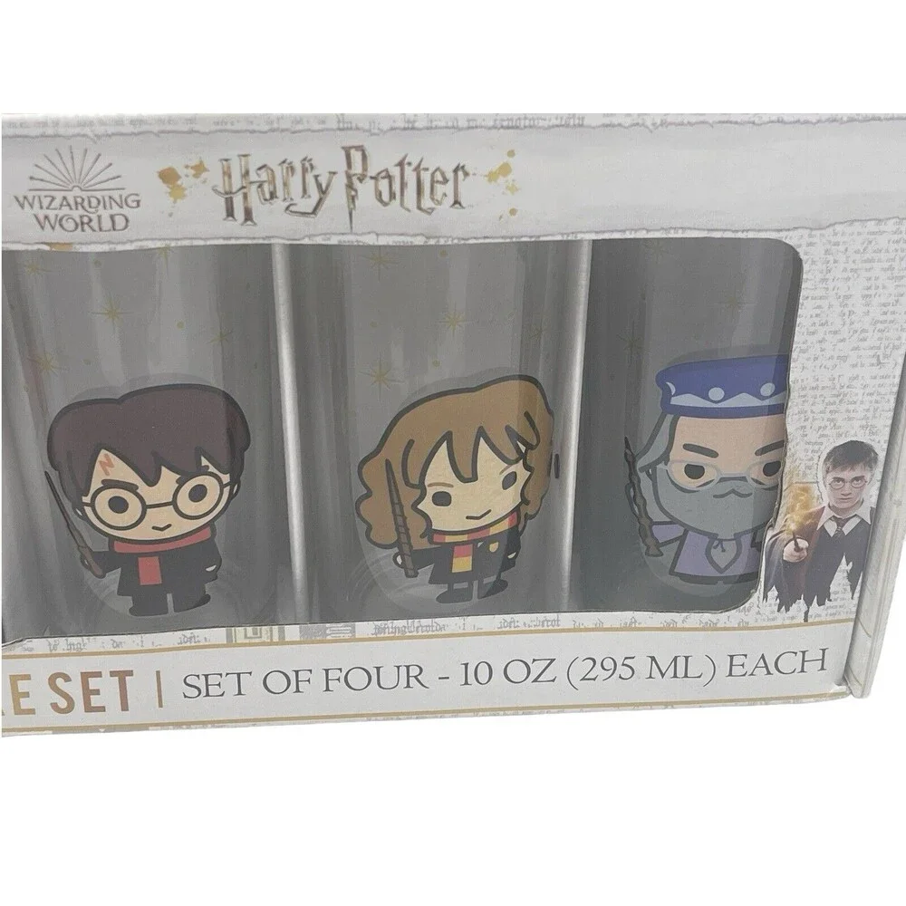 Harry Potter Wizarding World Glassware Set of Four Hogwarts Drinking Glasses